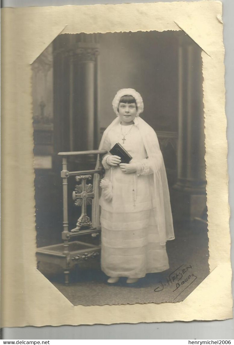 01 Ain Bourg En Bresse  Jeune Fille Communiante Carte Photo  De Helgen Avec Sa Pochette Papier - Otros & Sin Clasificación