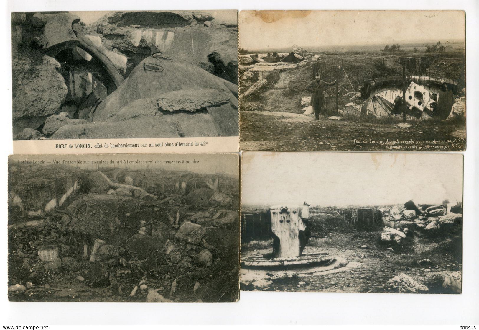 4 CARTES ONGELOPEN - FORT DE LONCIN - RUINES - WAR GUERRE OORLOG 1914 - CIRCULEE NON - Ans