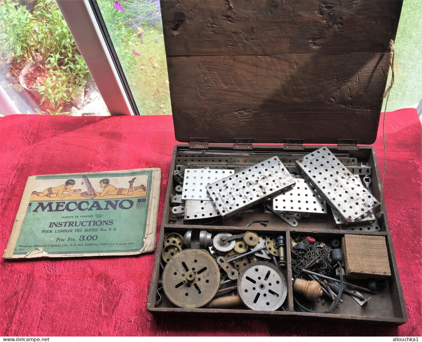 Rare-1922 -Boite En Bois MECCANO Période Nickelée + Catalogue N° 0 à 3-Jouets Anciens Jeu Construction Meccano-pièces - Meccano