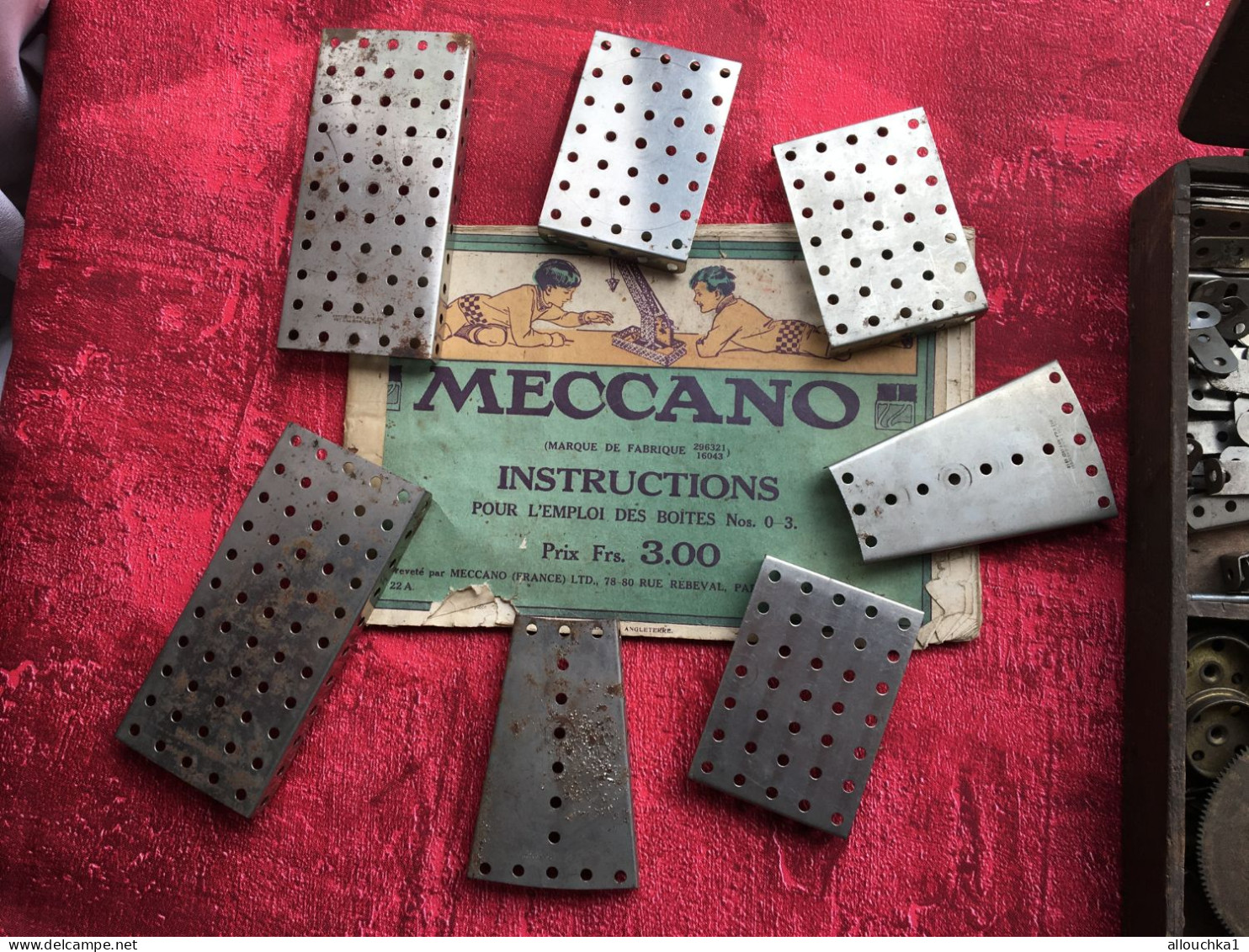 Rare-1922 -Boite En Bois MECCANO Période Nickelée + Catalogue N° 0 à 3-Jouets Anciens Jeu Construction Meccano-pièces - Meccano