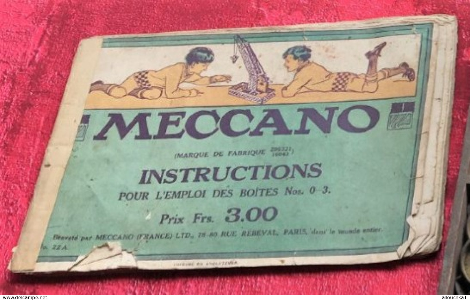 Rare-1922 -Boite en bois MECCANO Période Nickelée + Catalogue N° 0 à 3-Jouets anciens jeu construction Meccano-pièces
