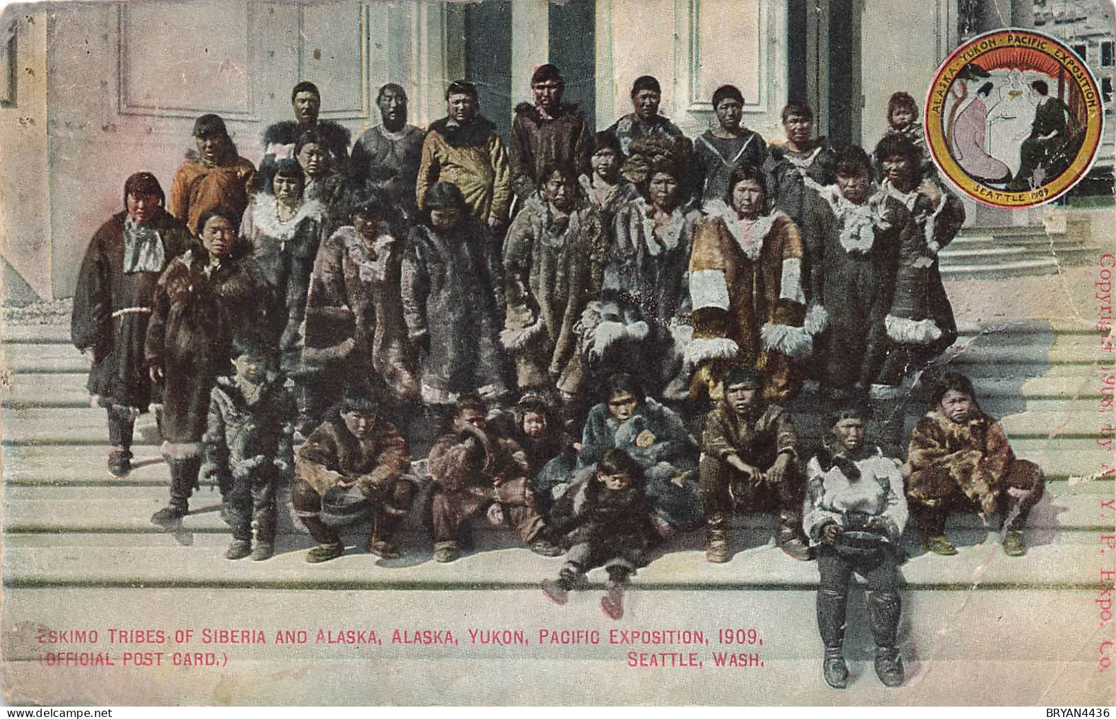 ESKIMO TRIBES Of SIBERIA And ALASKA - PACIFIC  EXPOSITION - 1909 - SEATTLE - WASH - CARTE ETHNIQUE  - état - Seattle