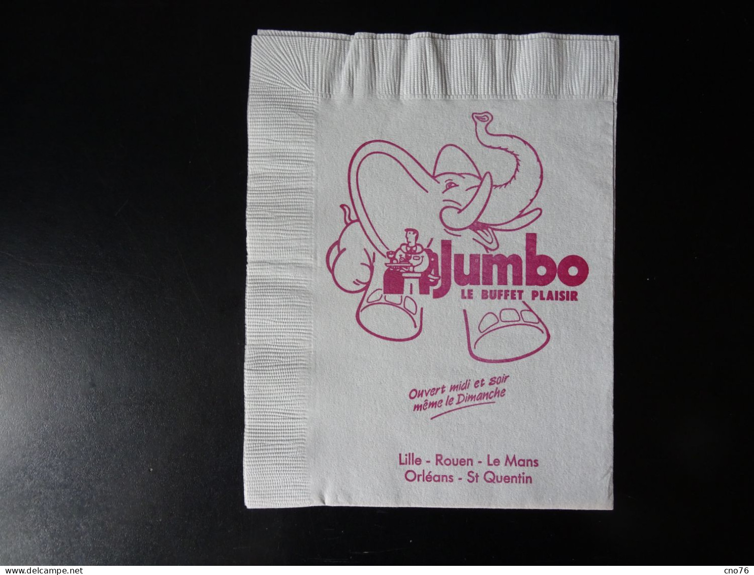 Serviette Publicitaire Jumbo, Lille, Rouen, Le Mans, Orléans St Quentin - Company Logo Napkins