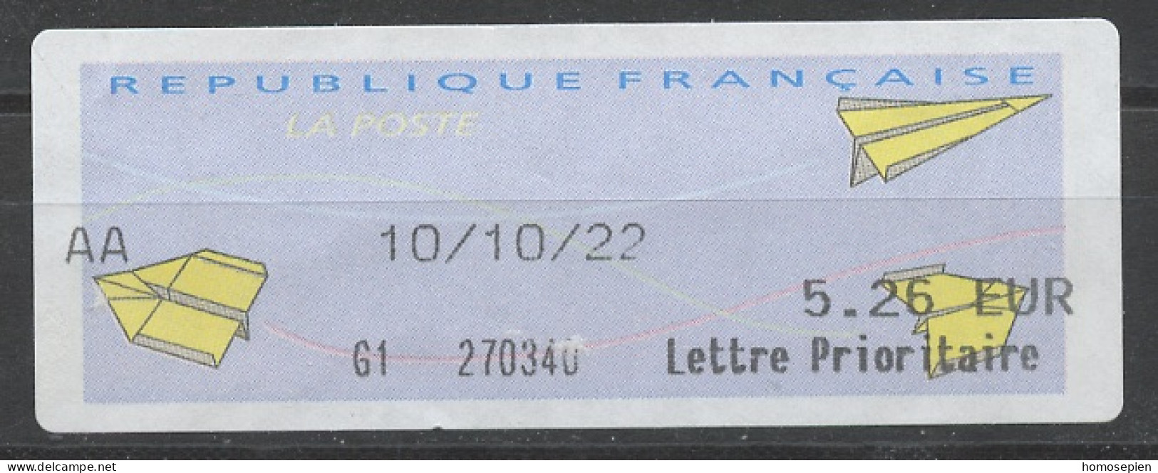 France - Frankreich Affranchissement 2000 Y&T N°AA5,26€ - Michel N°ATM(?) (o)  - Lettre Prioritaire - 2000 « Avions En Papier »