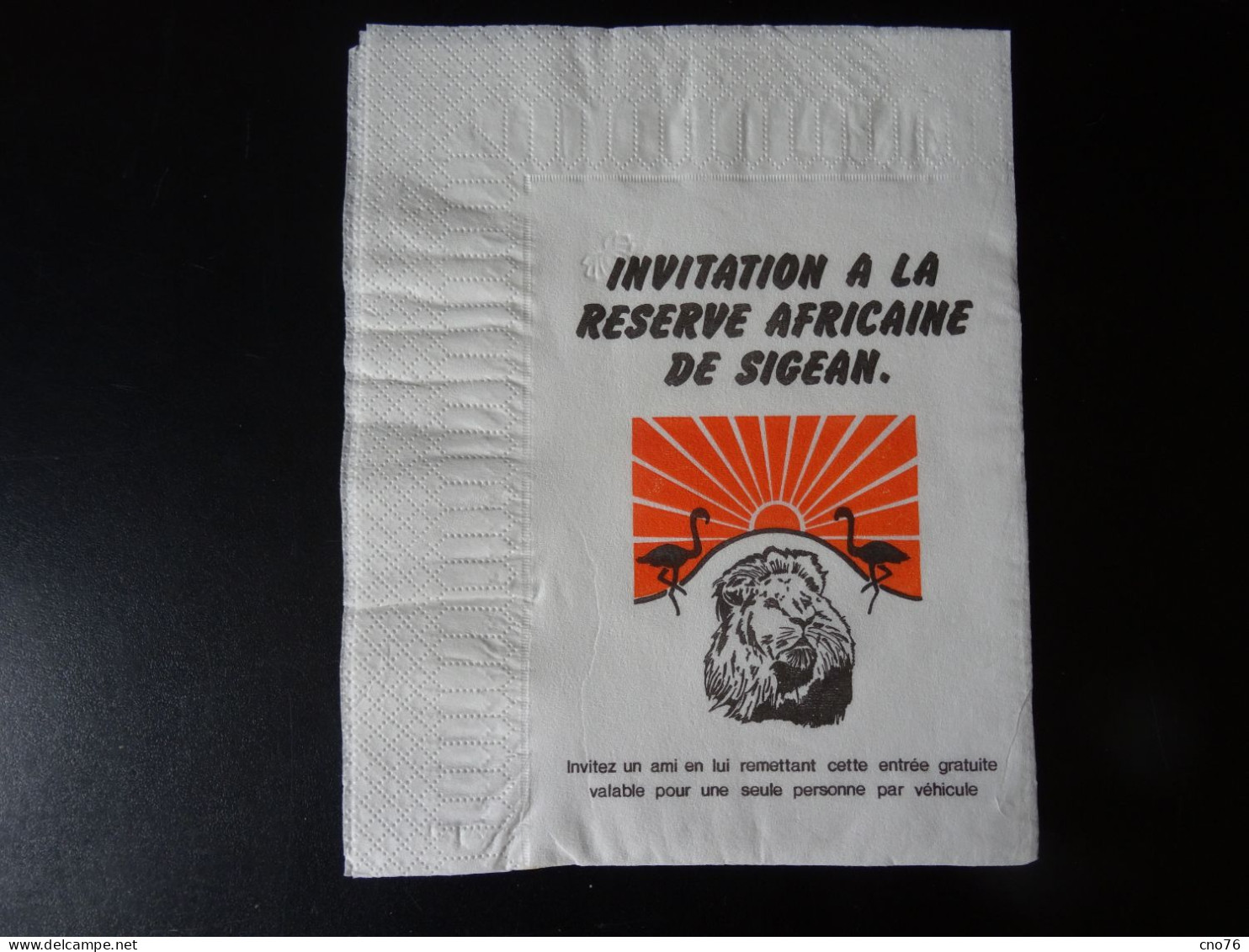 Serviette Publicitaire Réserve De SIGEAN - Company Logo Napkins