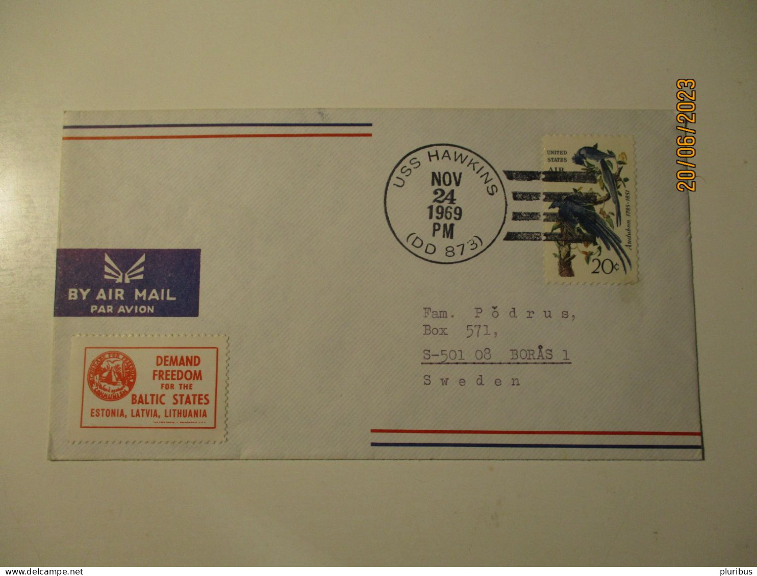 COVER USA 1969 HAWKINS APOLLO 12 SPECIAL CANCEL , LABEL VIGNETTE FREEDOM FOR ESTONIA LATVIA LITHUANIA , 11-13 - Amérique Du Nord