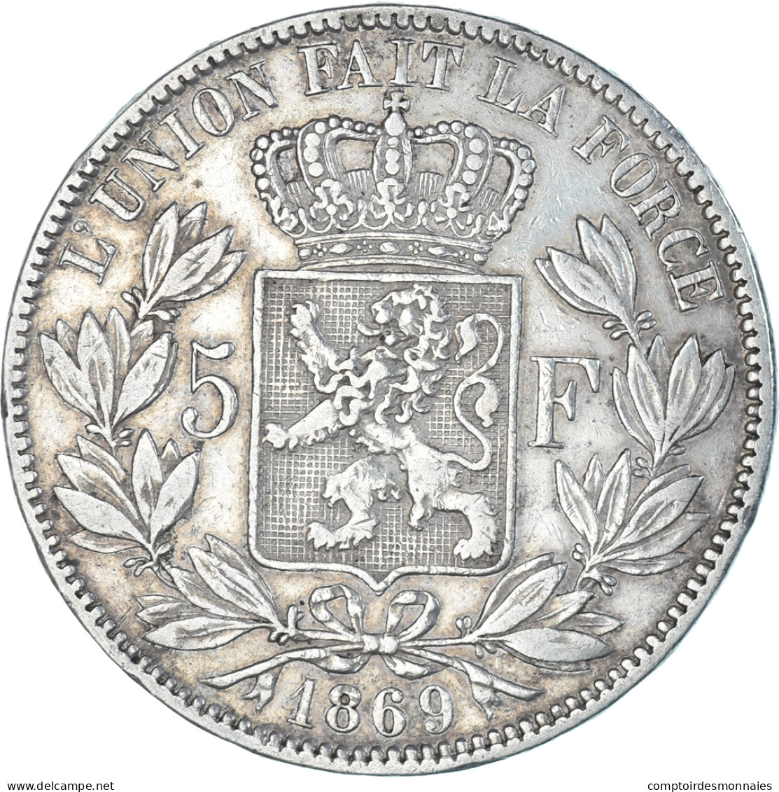 Monnaie, Belgique, Leopold II, 5 Francs, 1869, TTB, Argent, KM:24 - 5 Francs