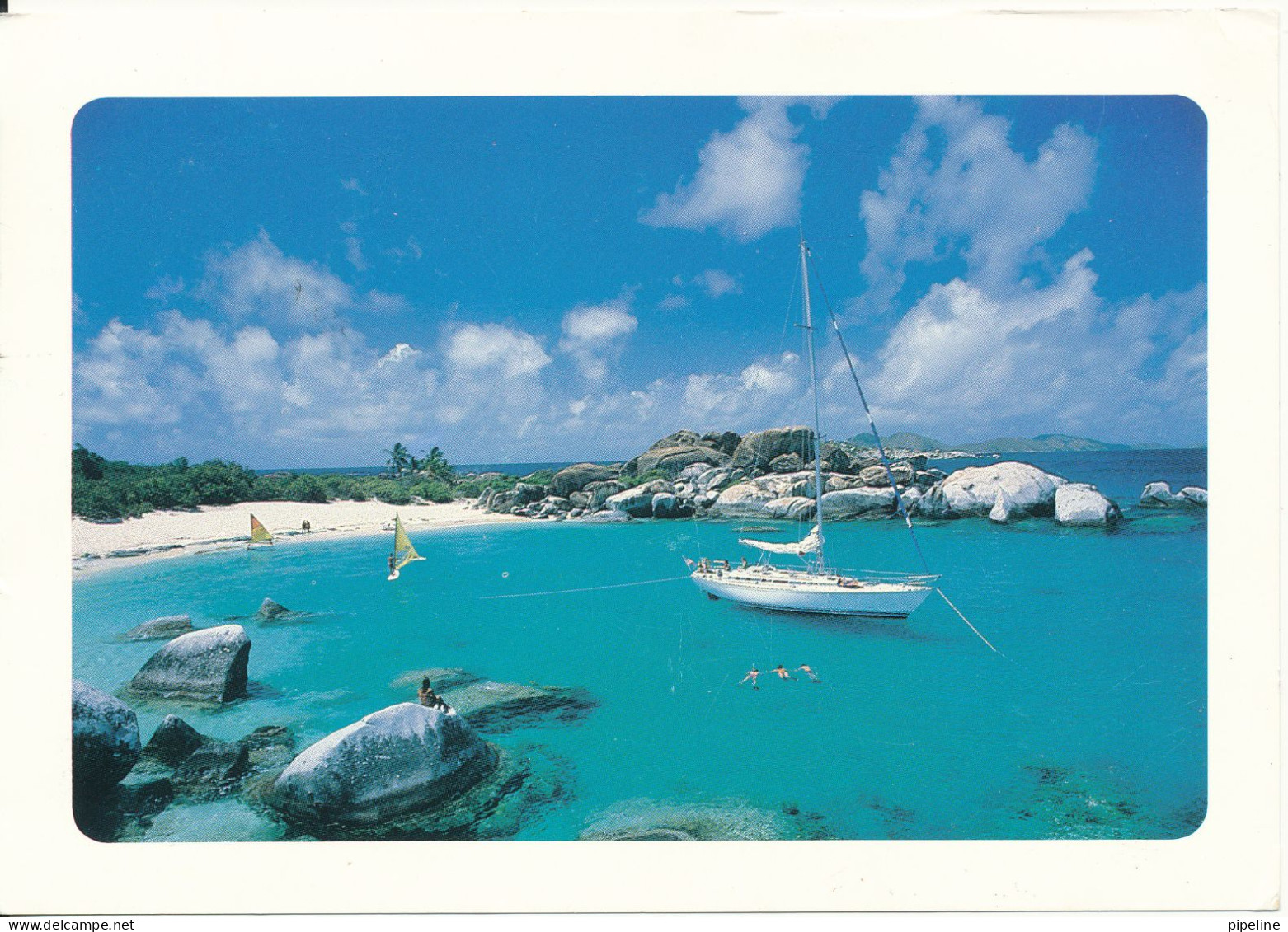 Virgin Islands, British Postcard Sent To Denmark 29-12-1987 Devil's Bay - Islas Vírgenes Británicas