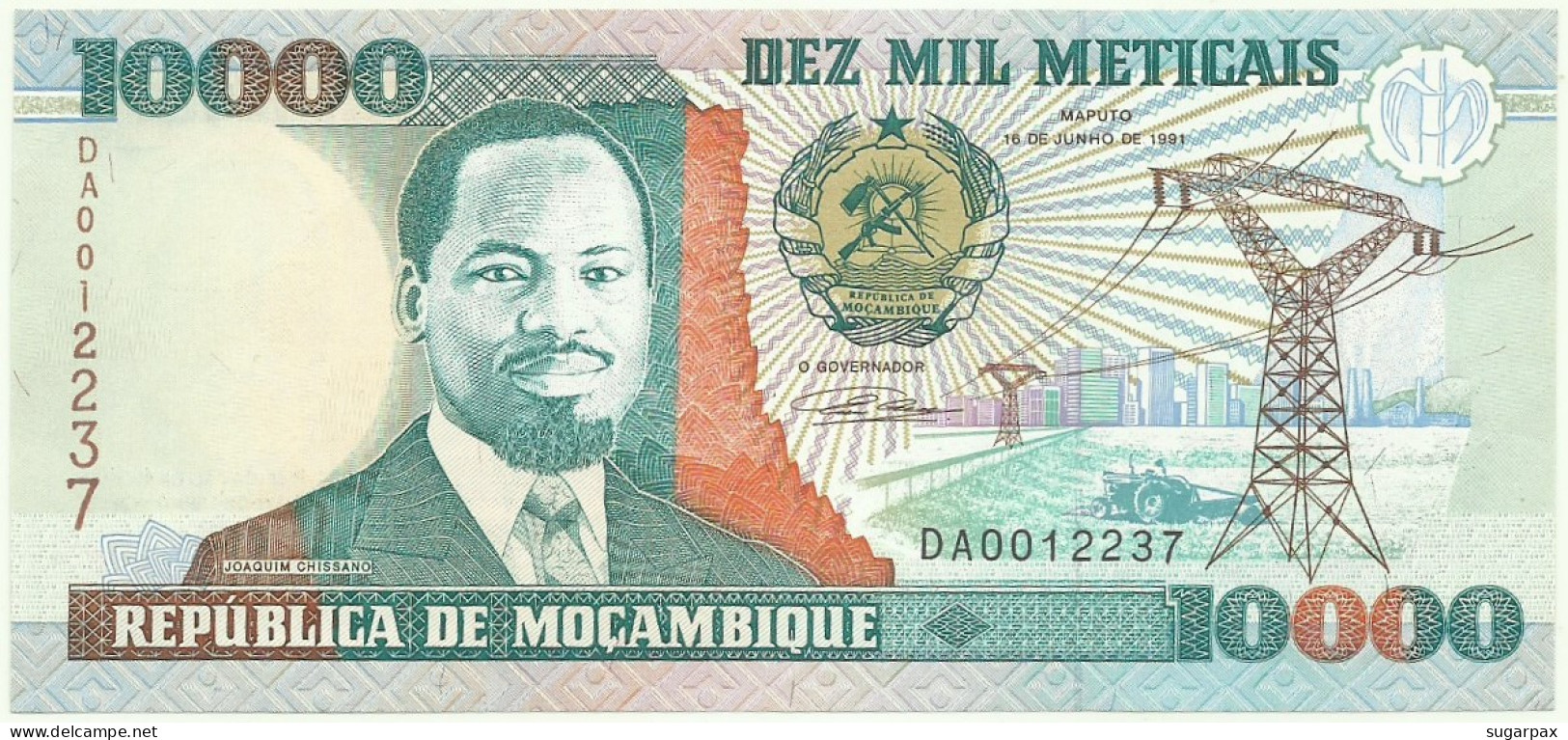 Mozambique - 10.000 Meticais - 16.06.1991 - P 137 - Unc. - Serie DA - Joaquim Chissano - 10000 - Mozambique