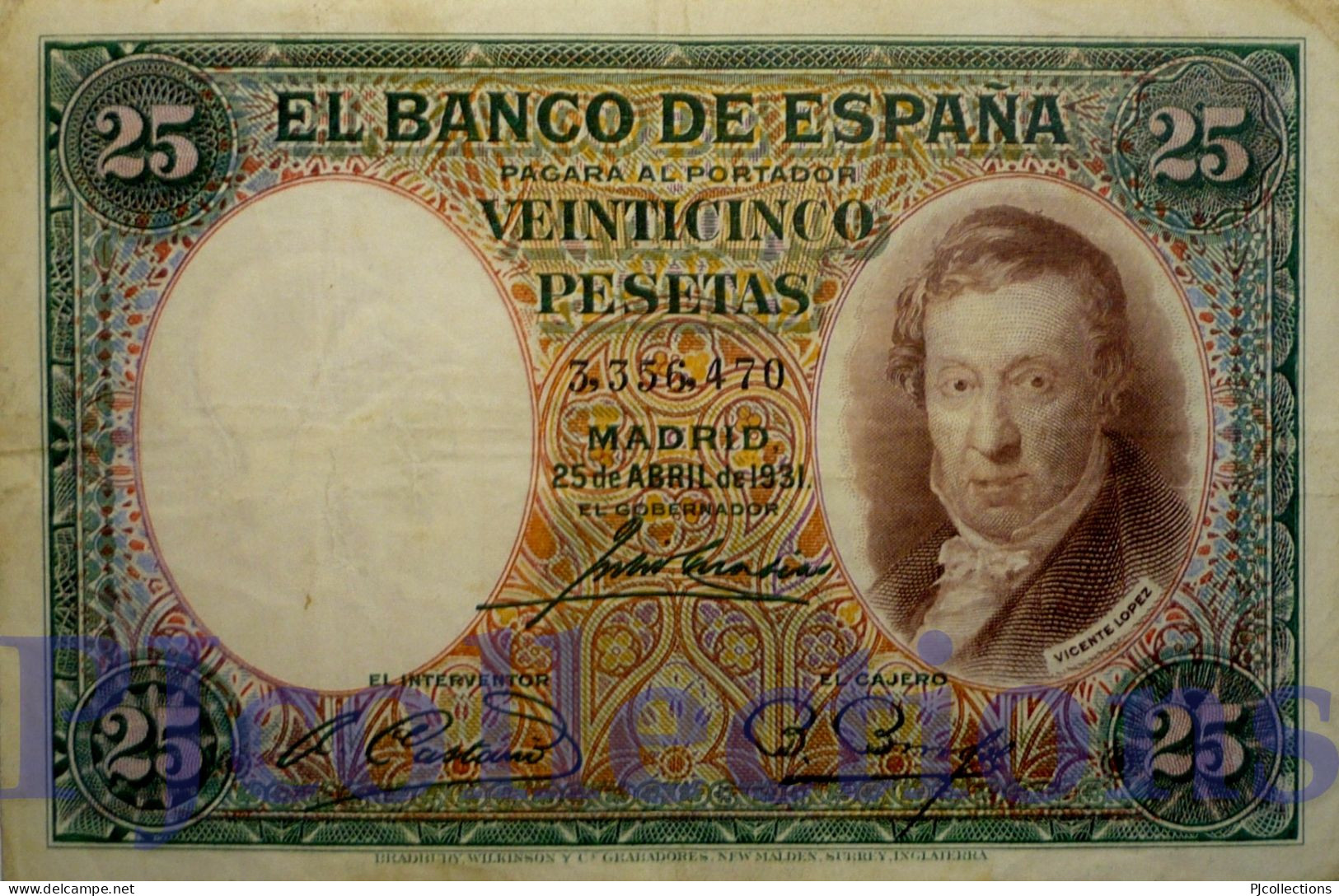 SPAIN 25 PESETAS 1931 PICK 81 VF - 25 Peseten