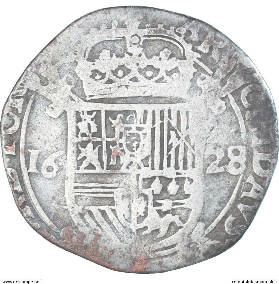 Monnaie, Pays-Bas Espagnols, Philippe IV, Escalin, 1628, B+, Argent - Other & Unclassified