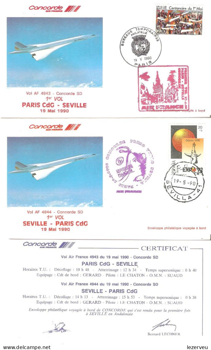 CONCORDE PREMIER 1er VOL PARIS SEVILLE PARIS - Sonstige & Ohne Zuordnung