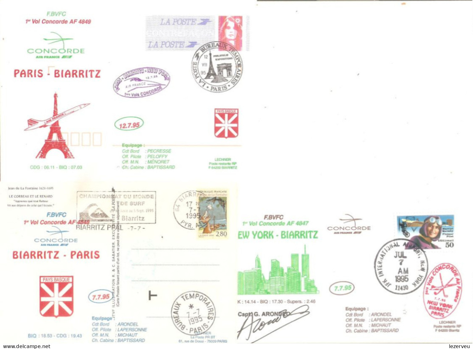 CONCORDE PREMIER 1er VOL 3 PLIS PARIS BIARRITZ PARIS  NEW YORK BIARRITZ - Altri & Non Classificati