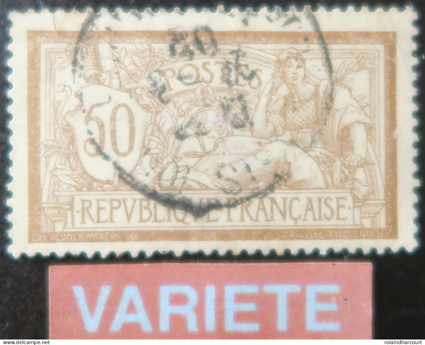 R1118(2)/24 - 1900 - TYPE MERSON - N°120c - VARIETE >>> Sans Teinte De Fond (défectueux : Petite Fente Marge Nord) - Gebraucht