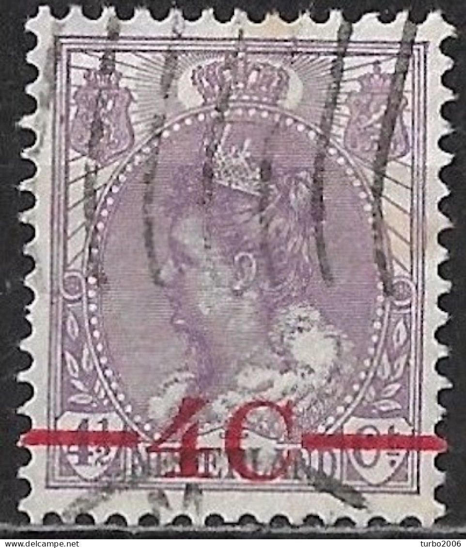 Afwijking Wit Lijntje In De Kaderlijn Links Onder In 1921 Opruimingsuitgifte 4 C / 4½ Ct Violet NVPH 106 - Plaatfouten En Curiosa