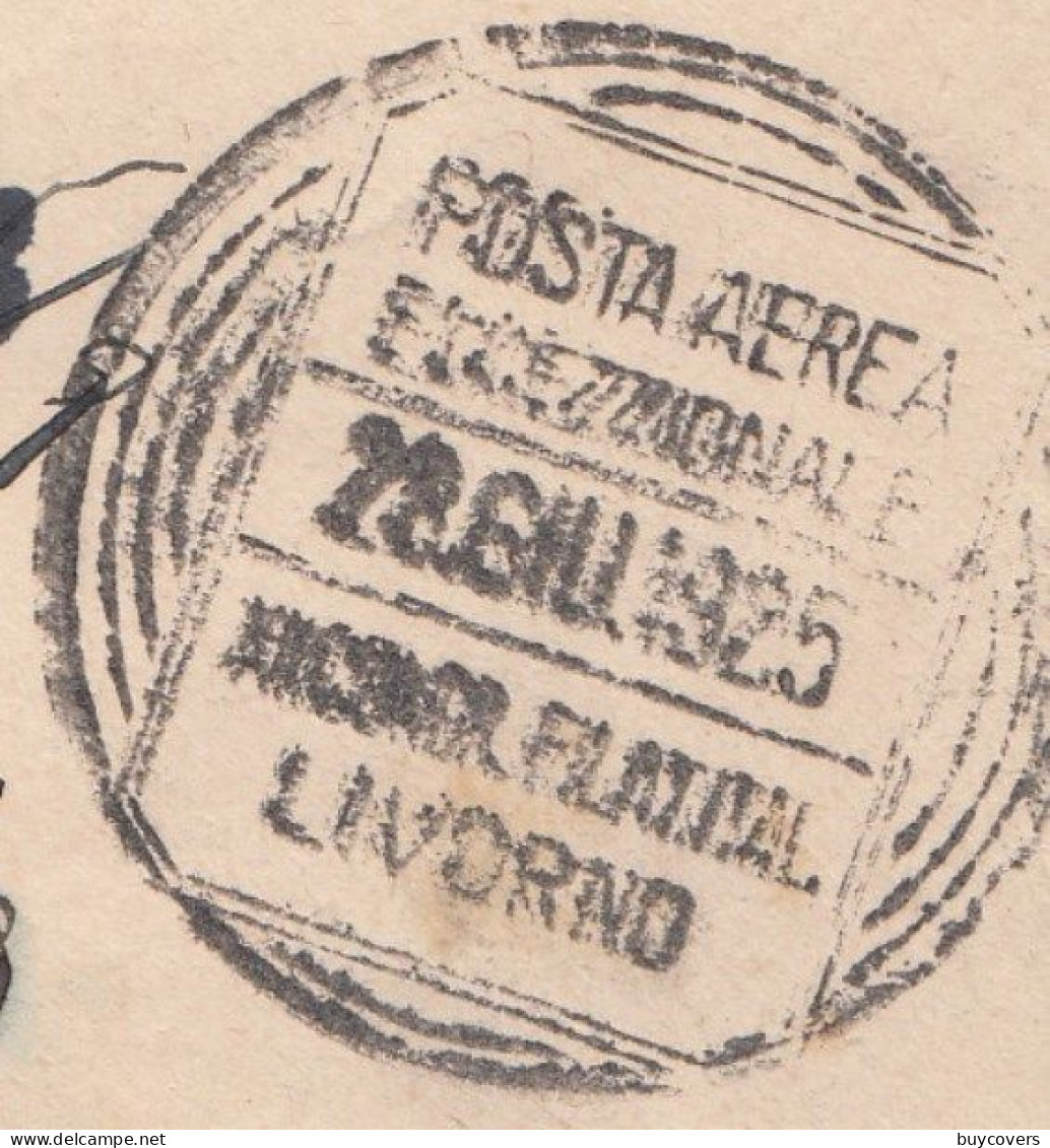 231 - REGNO - Busta Di Posta Aerea Eccezionale Del 1925 Da Livorno A Roma Con Sestina Cent 1 Con Soprastampa Cent. 10 - - Storia Postale (Posta Aerea)
