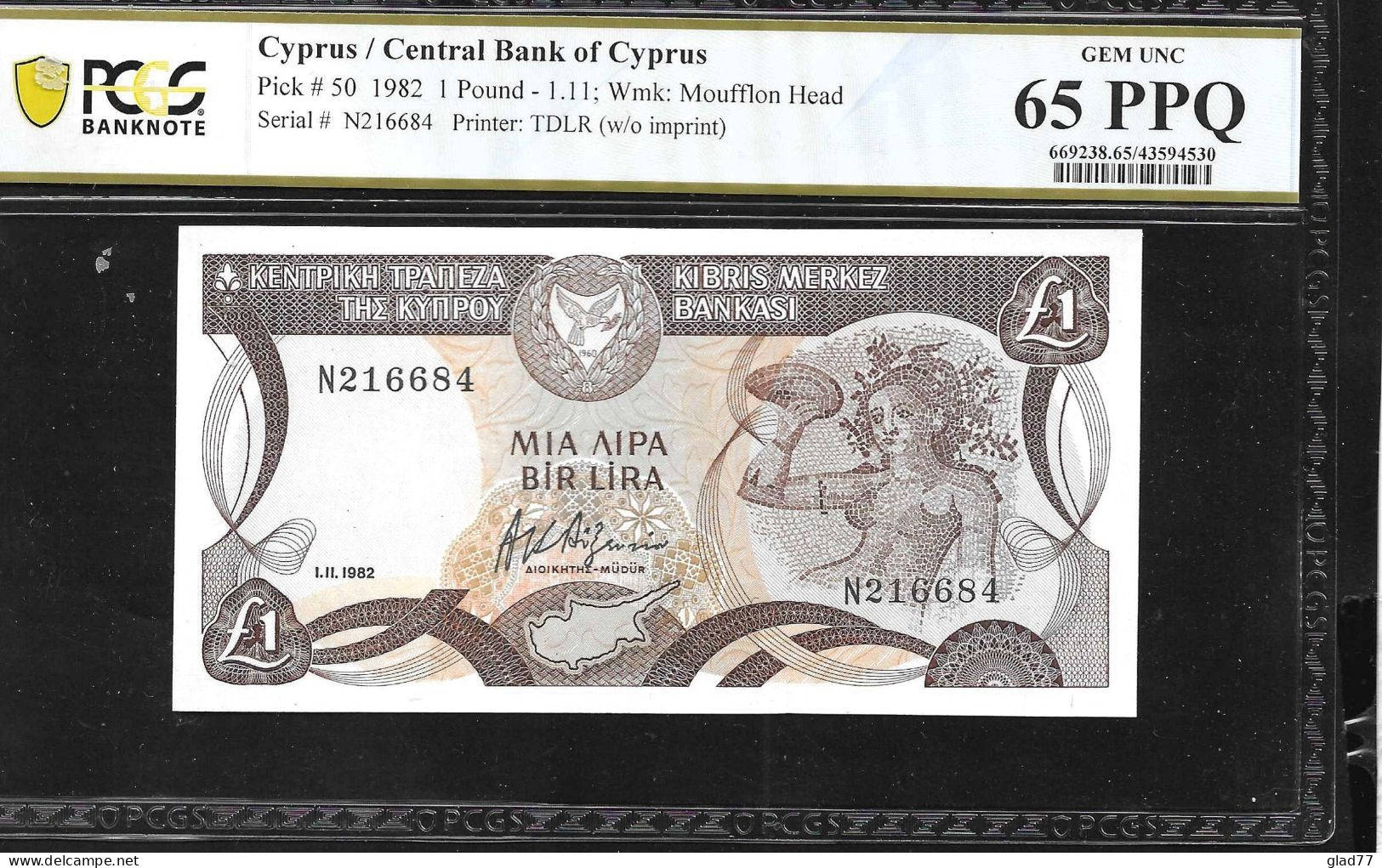 Cyprus  One Pound 1.11.1982 PCGS  65PPQ  GEM UNC! - Chipre