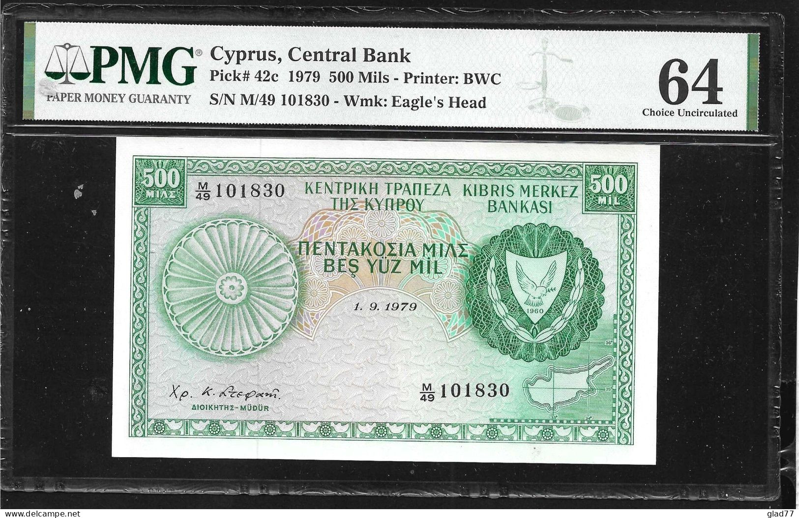 Cyprus  500 MIL 1.9.1979 PMG 64 CHOICE UNC!  Rare! - Chipre