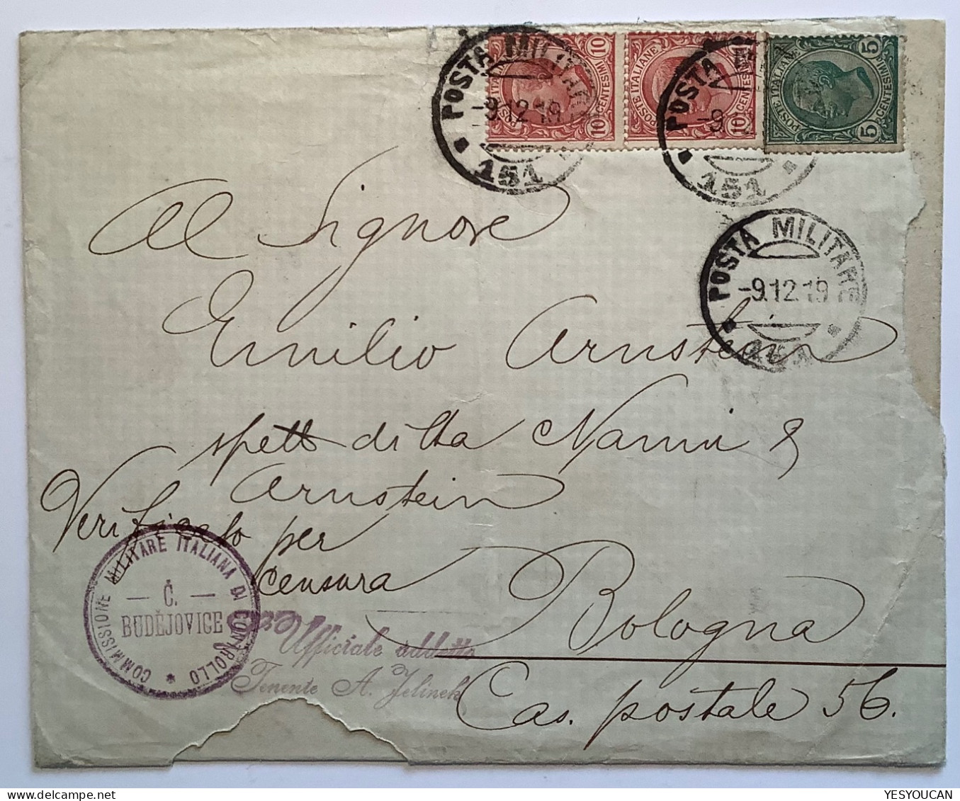 1919CESKE BUDEJOVICE (Czechoslovakia)Commissione Italiana+POSTA MILITARE115=Innsbruck Cover (WW1 Italy SDN Budweis - Lettres & Documents