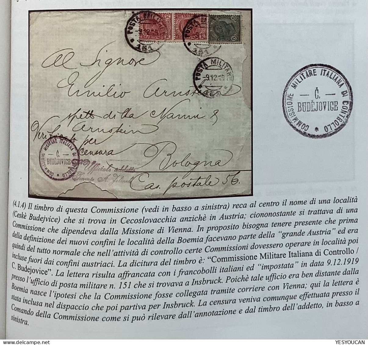 1919CESKE BUDEJOVICE (Czechoslovakia)Commissione Italiana+POSTA MILITARE115=Innsbruck Cover (WW1 Italy SDN Budweis - Storia Postale