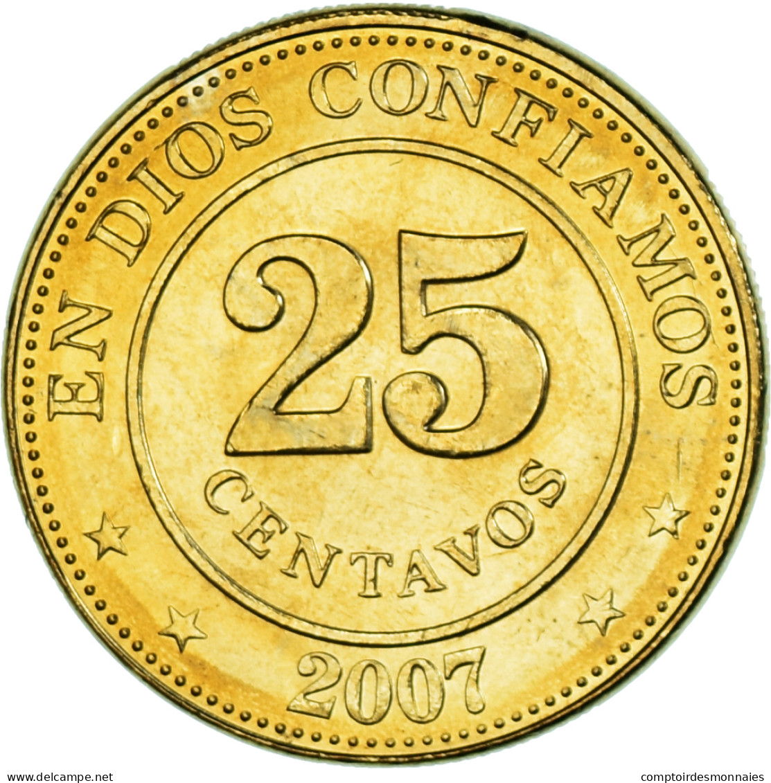 Monnaie, Nicaragua, 25 Centavos, 2007, British Royal Mint, SUP, Brass Plated - Nicaragua