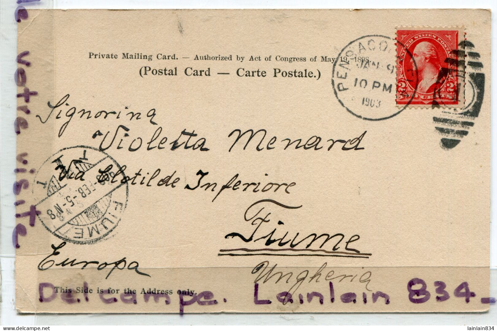 - Greetings From  Pensacola - ( Floride ), Hôtel Escambia, Rare, Précurseur, écrite, 1903, Cachet, TBE, Scans. - Tampa