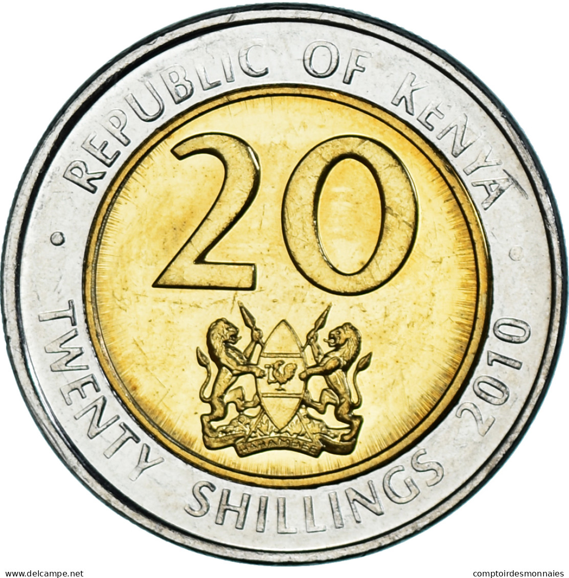 Monnaie, Kenya, 20 Shillings, 2010, SPL, Bimétallique, KM:36.2 - Kenya