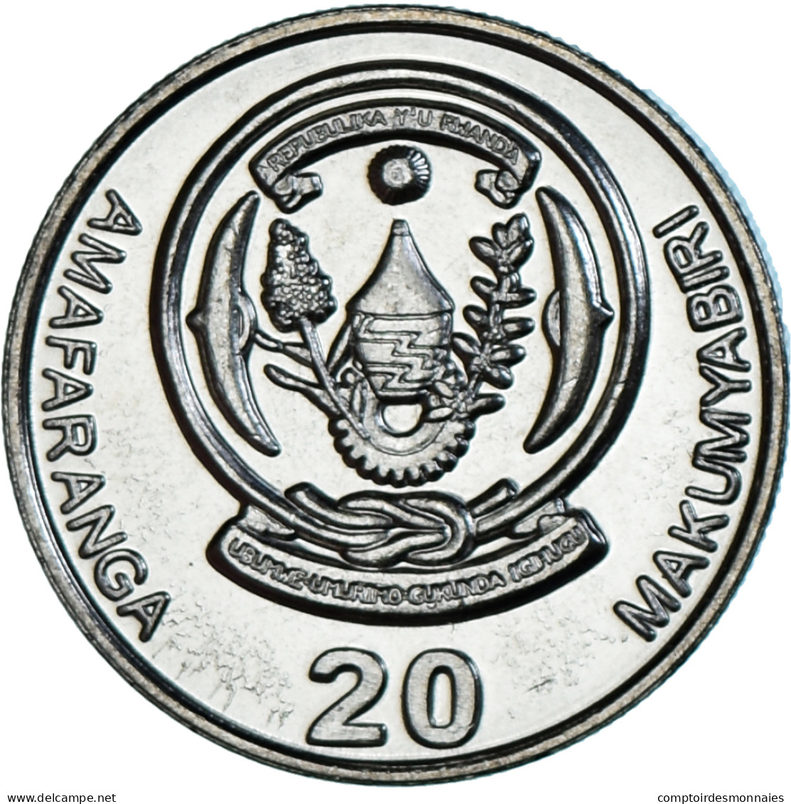 Monnaie, Rwanda, 20 Francs, 2003, SPL, Nickel Plaqué Acier, KM:25 - Rwanda