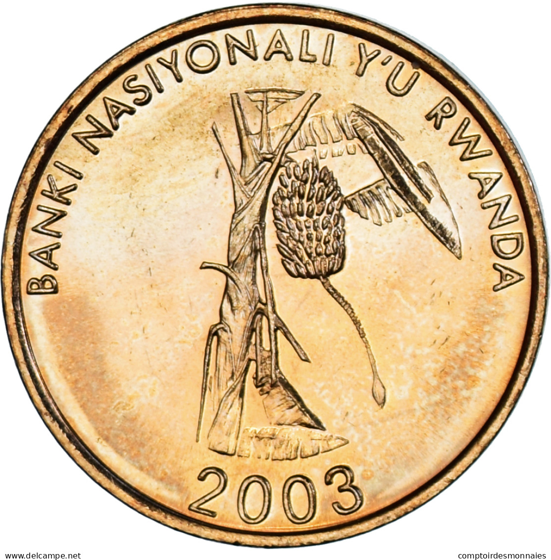 Monnaie, Rwanda, 10 Francs, 2003, SPL, Brass Plated Steel, KM:24 - Rwanda