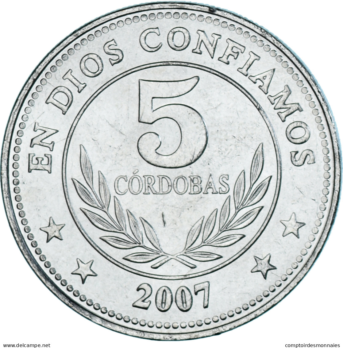 Monnaie, Nicaragua, 5 Cordobas, 2007, SPL, Nickel Plaqué Acier, KM:90a - Nicaragua