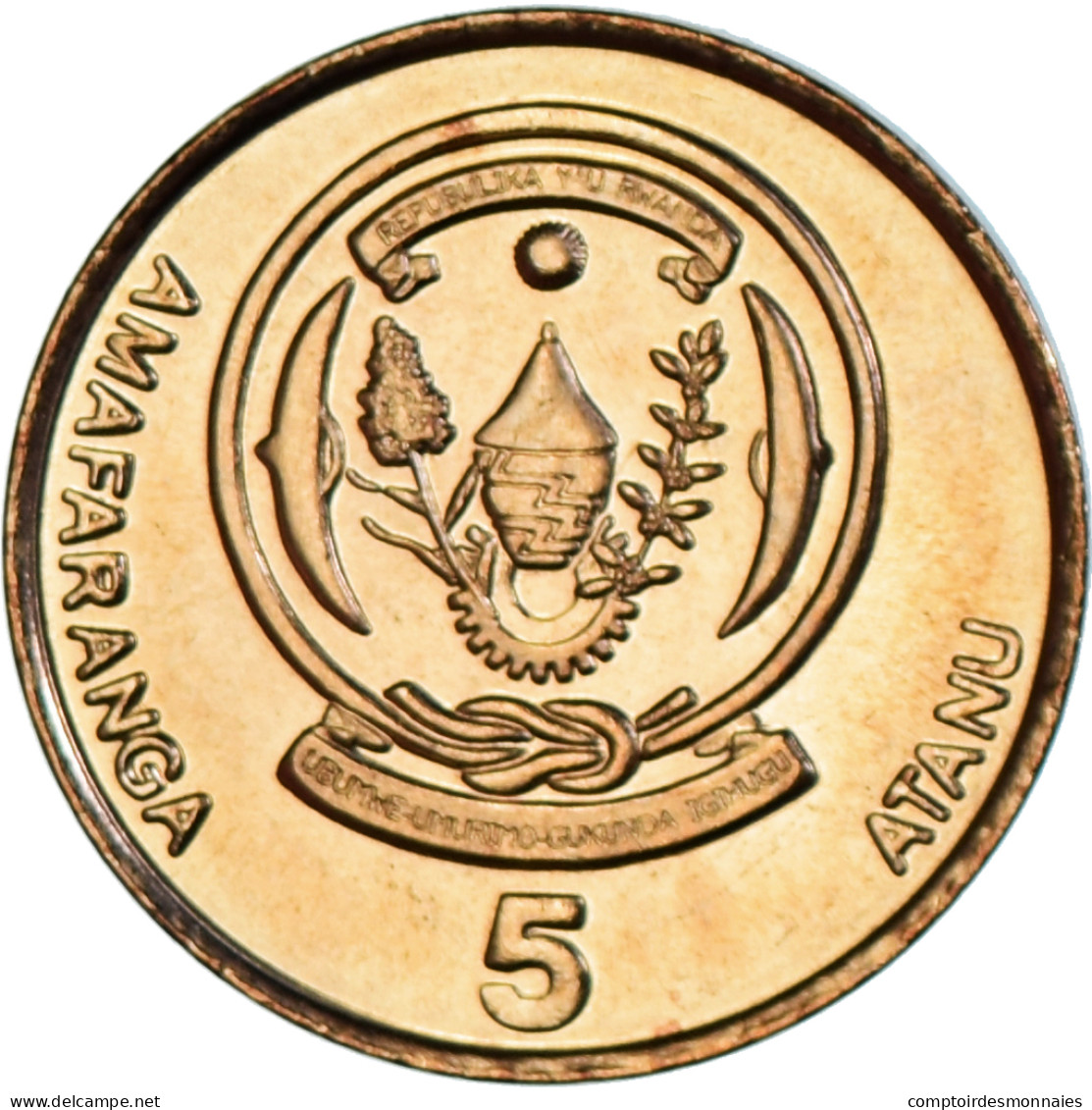 Monnaie, Rwanda, 5 Francs, 2003, SPL, Brass Plated Steel, KM:23 - Rwanda