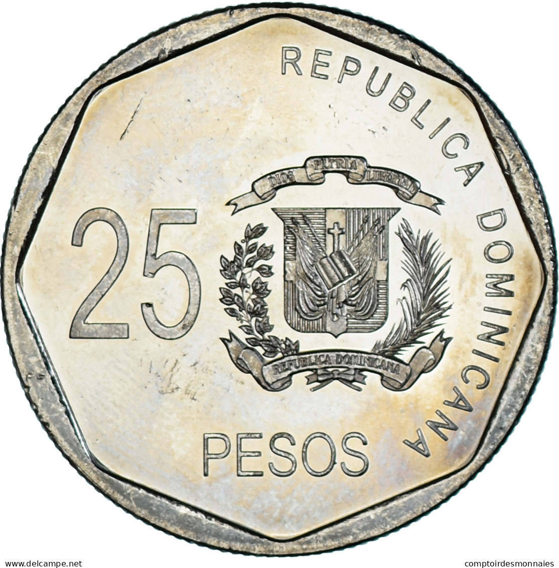 Monnaie, République Dominicaine, 25 Pesos, 2008, SPL, Cupro-nickel, KM:107 - Dominicaine