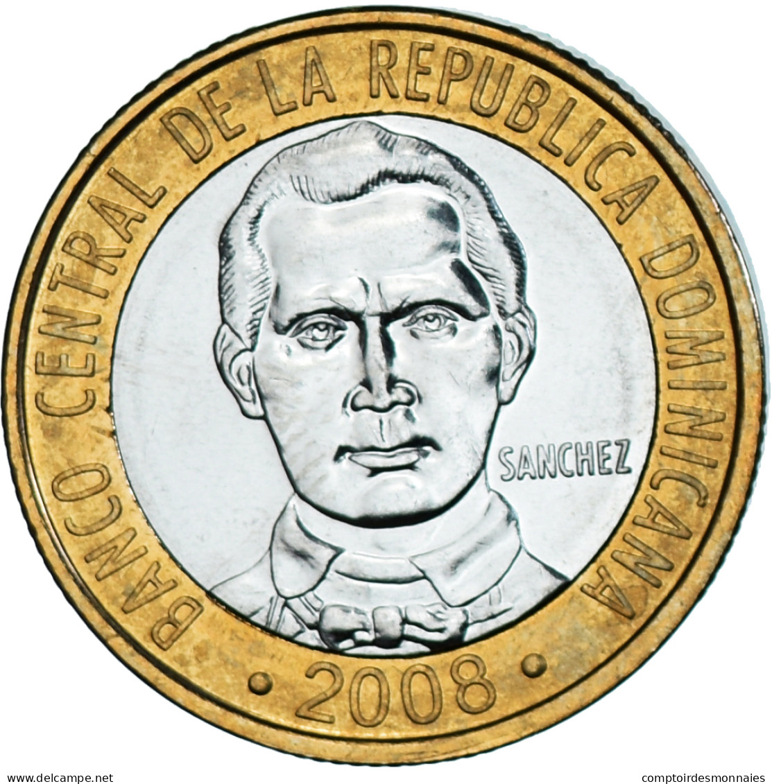 Monnaie, République Dominicaine, 5 Pesos, 2008, SPL, Bimétallique, KM:89 - Dominicaine