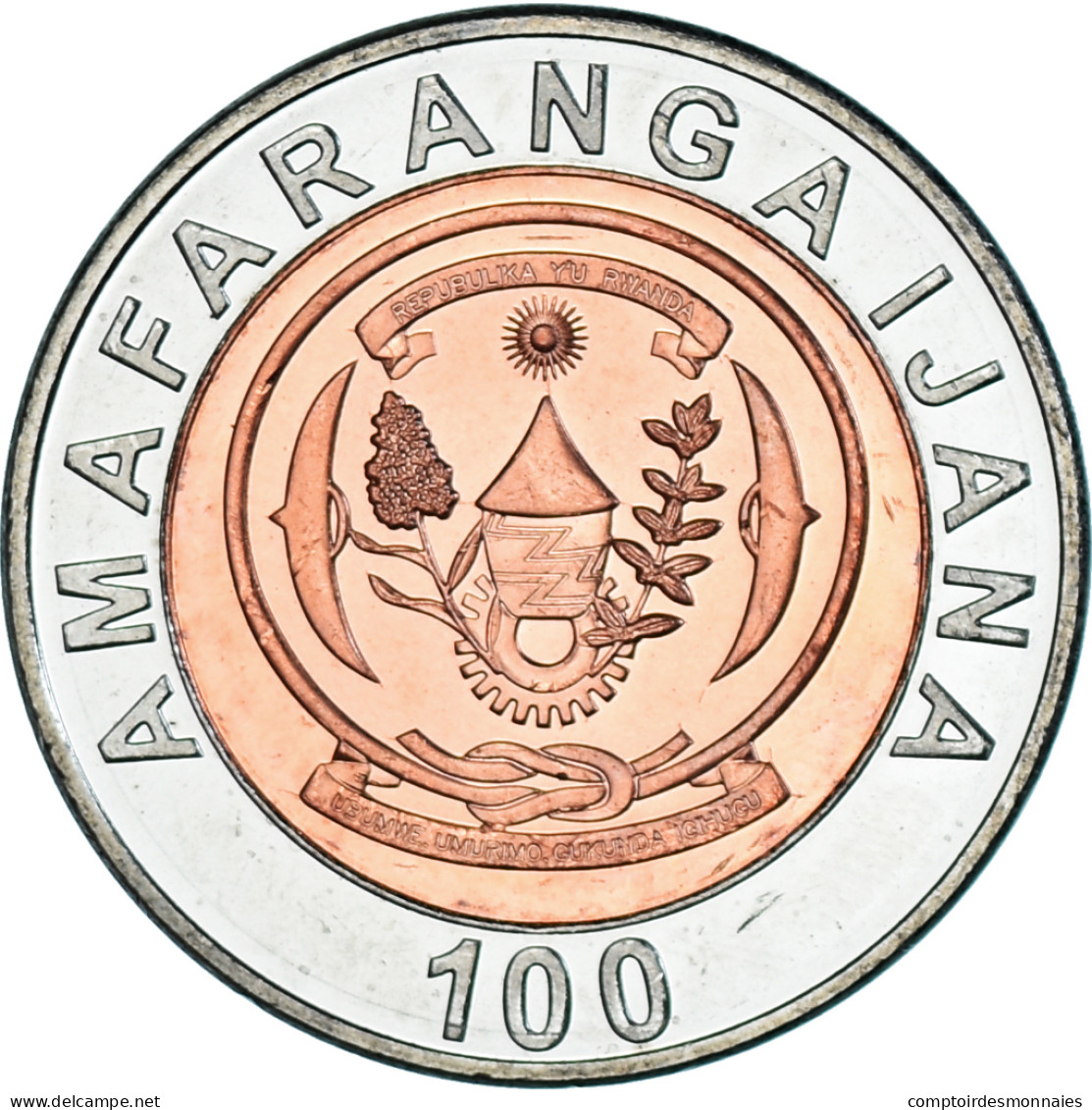 Monnaie, Rwanda, 100 Francs, 2007, British Royal Mint, SPL, Bimétallique, KM:32 - Rwanda