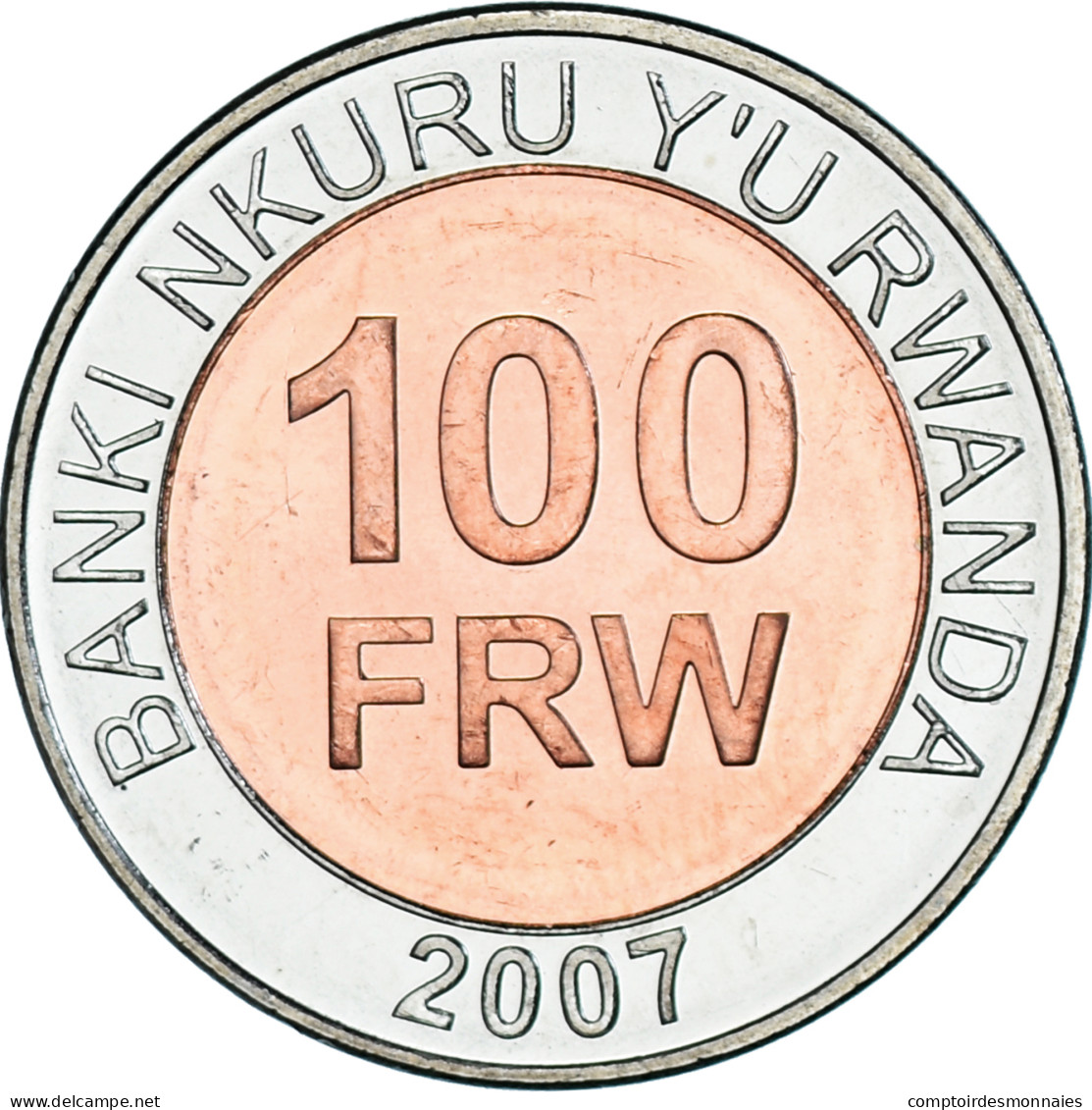 Monnaie, Rwanda, 100 Francs, 2007, British Royal Mint, SPL, Bimétallique, KM:32 - Rwanda
