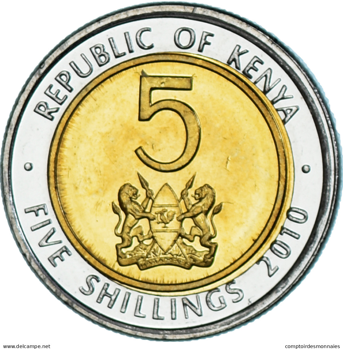 Monnaie, Kenya, 5 Shillings, 2010, SPL, Bimétallique, KM:37.2 - Kenia