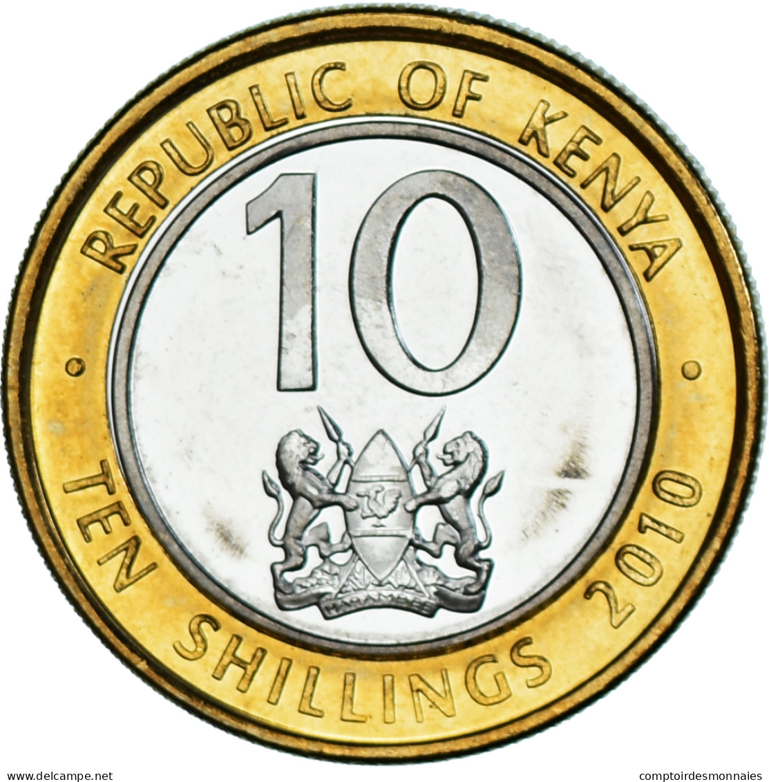 Monnaie, Kenya, 10 Shillings, 2010, SPL, Bimétallique, KM:35.2 - Kenia