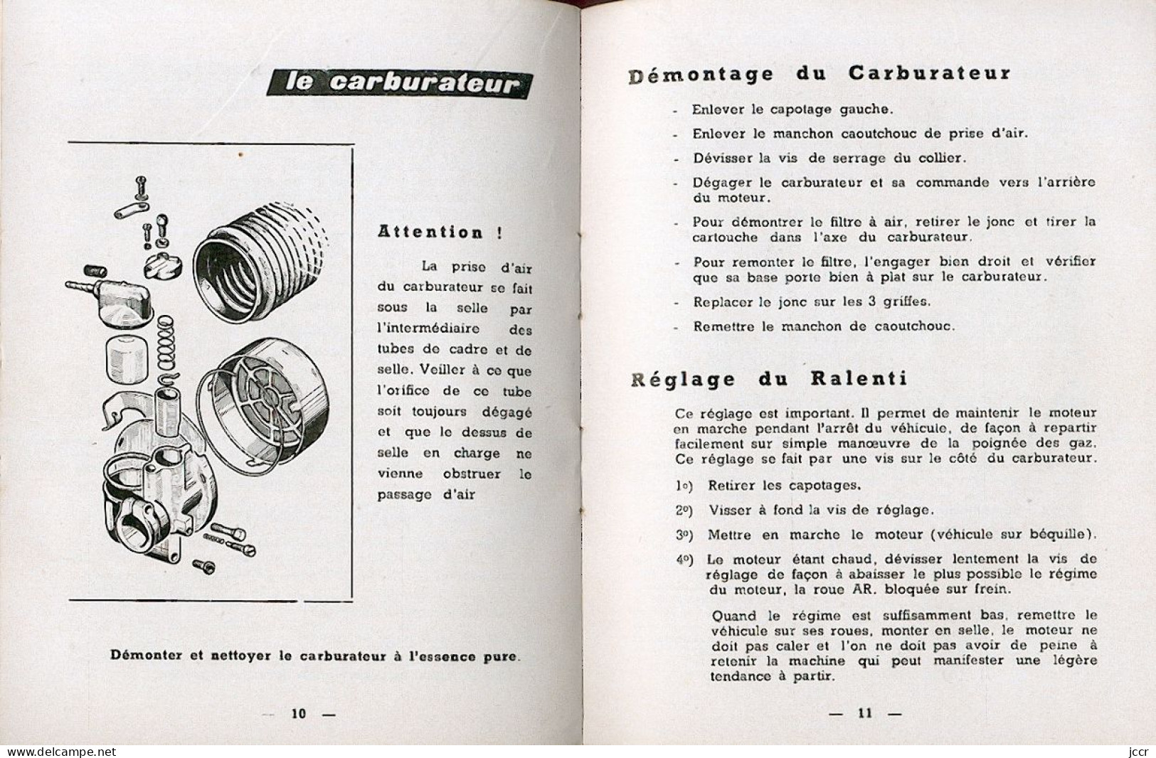 Les Cyclomoteurs Peugeot 49 cm3 Monovitesse - Notice d'Entretien - 1957