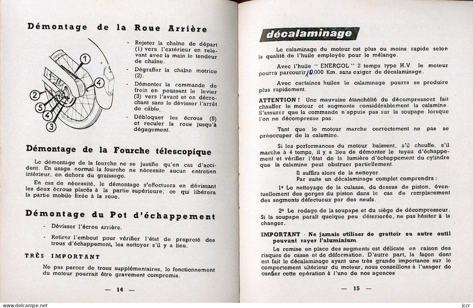 Les Cyclomoteurs Peugeot 49 cm3 Monovitesse - Notice d'Entretien - 1957