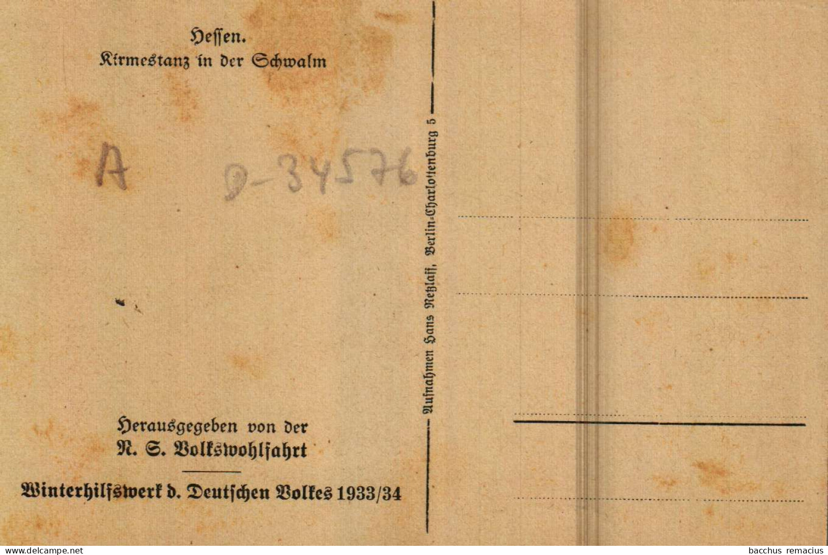 HESSEN Kirmestanz In Der SCHWALM Herausgegeben Von Der Volkswohlfahrt. Winterhilfswerk Des Deutschen Volkes 1933/34 - Schwalmstadt