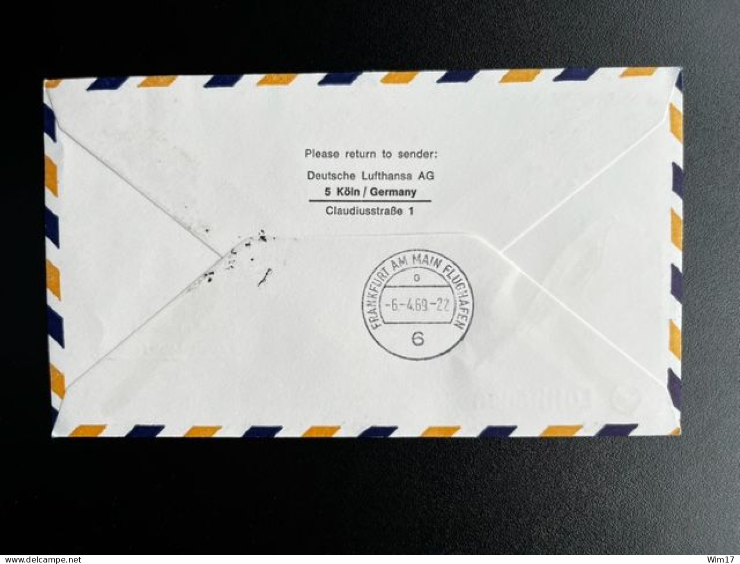 PORTUGAL 1969 FIRST FLIGHT COVER FARO TO FRANKFURT 06-04-1969 - Storia Postale