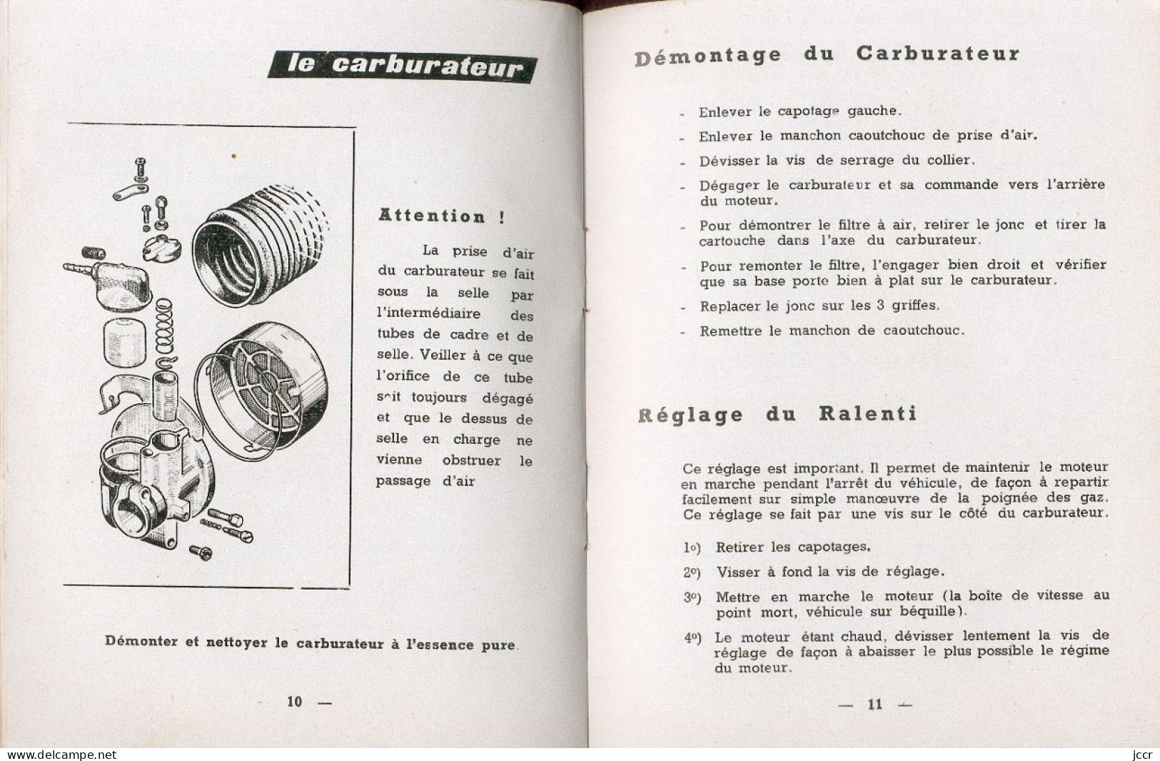 Les Cyclomoteurs Peugeot 49 cm3 2 vitesses - Notice d'Entretien - 1957