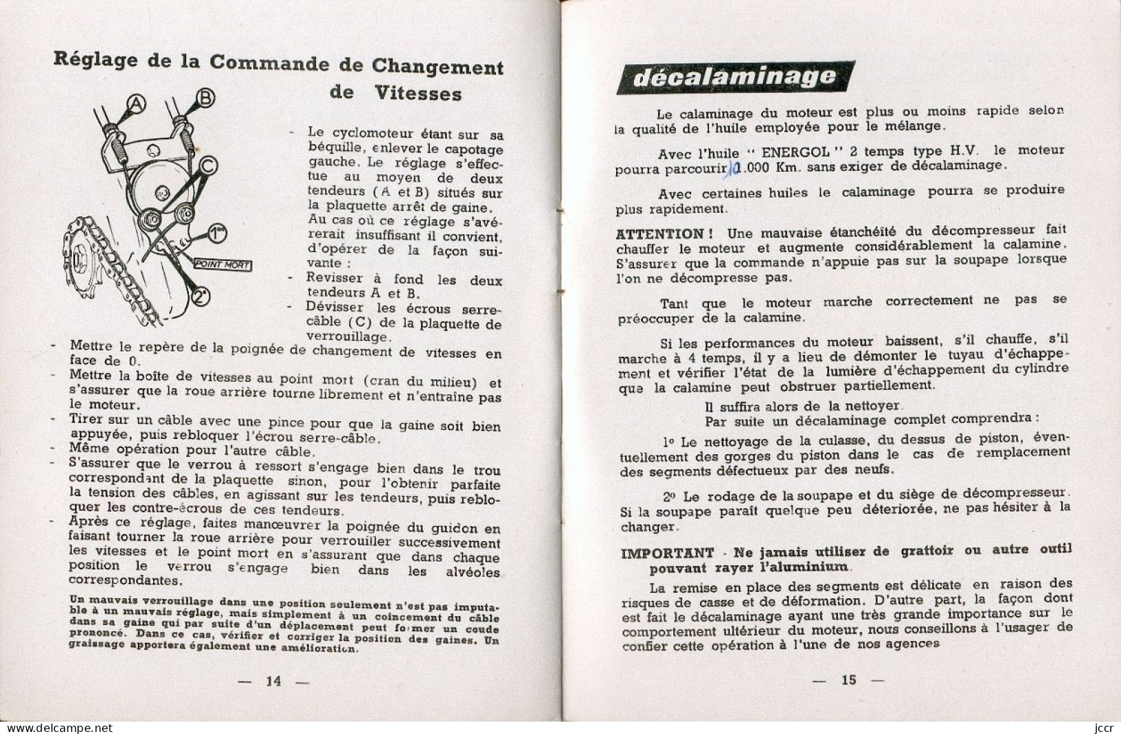 Les Cyclomoteurs Peugeot 49 cm3 2 vitesses - Notice d'Entretien - 1957