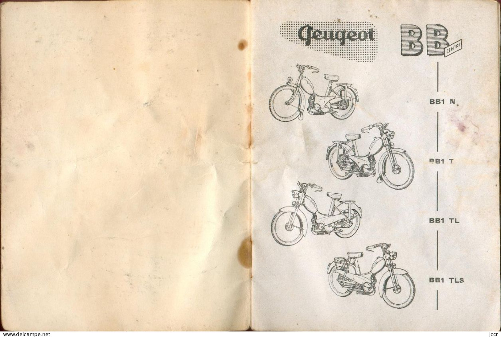 BB Peugeot Monovitesse (BB1 N, BB1 T, BB1 TL, BB1 TLS) - Notice D'Entretien - 1959 - Motorrad
