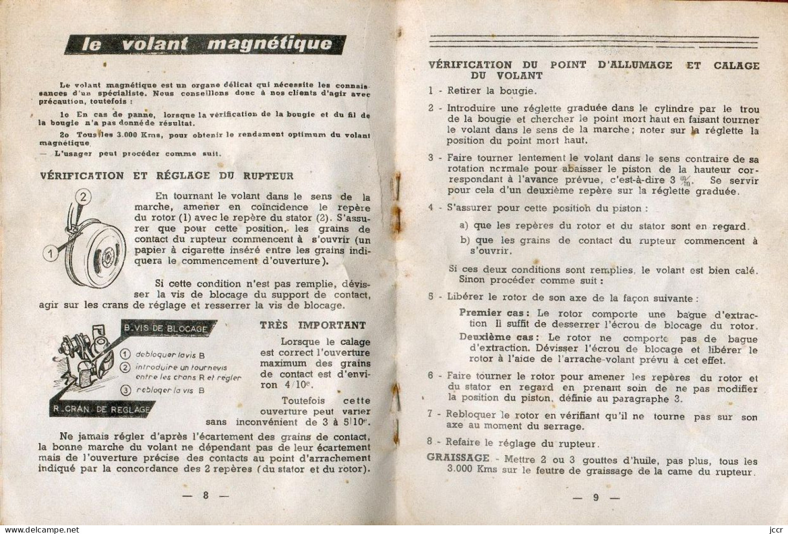 BB Peugeot Monovitesse (BB1 N, BB1 T, BB1 TL, BB1 TLS) - Notice d'Entretien - 1959
