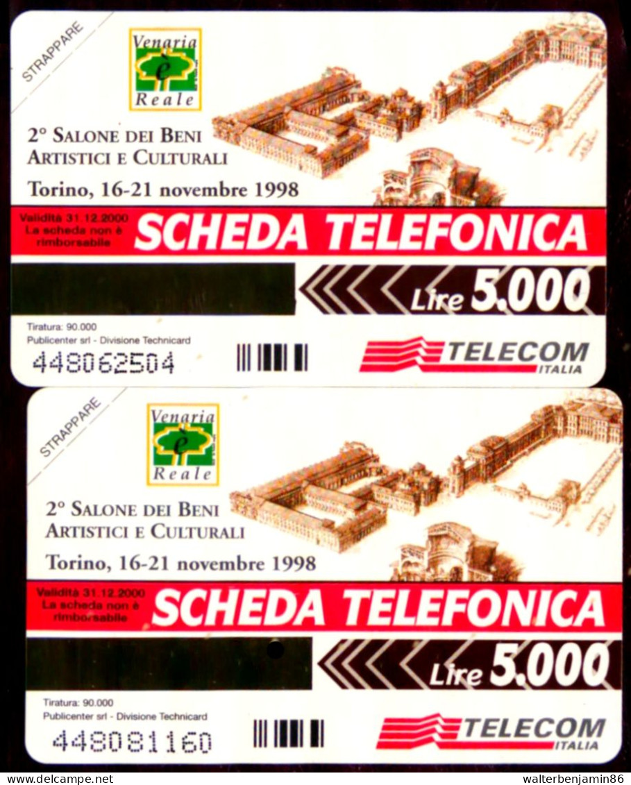 G 912 & 912 A C&C 2995 2 SCHEDE TELEFONICHE NUOVE MAGNETIZZATE CASTELLO DI VENARIA VARIETA' OCR CORTO E LUNGO - Errori & Varietà