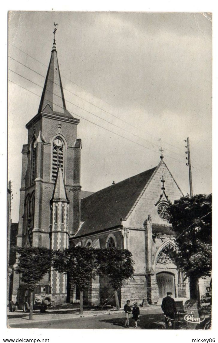 CREVECOEUR LE GRAND--1955--L'église ( Animée) ...timbre ... Cachet  LIHUS-60... - Crevecoeur Le Grand
