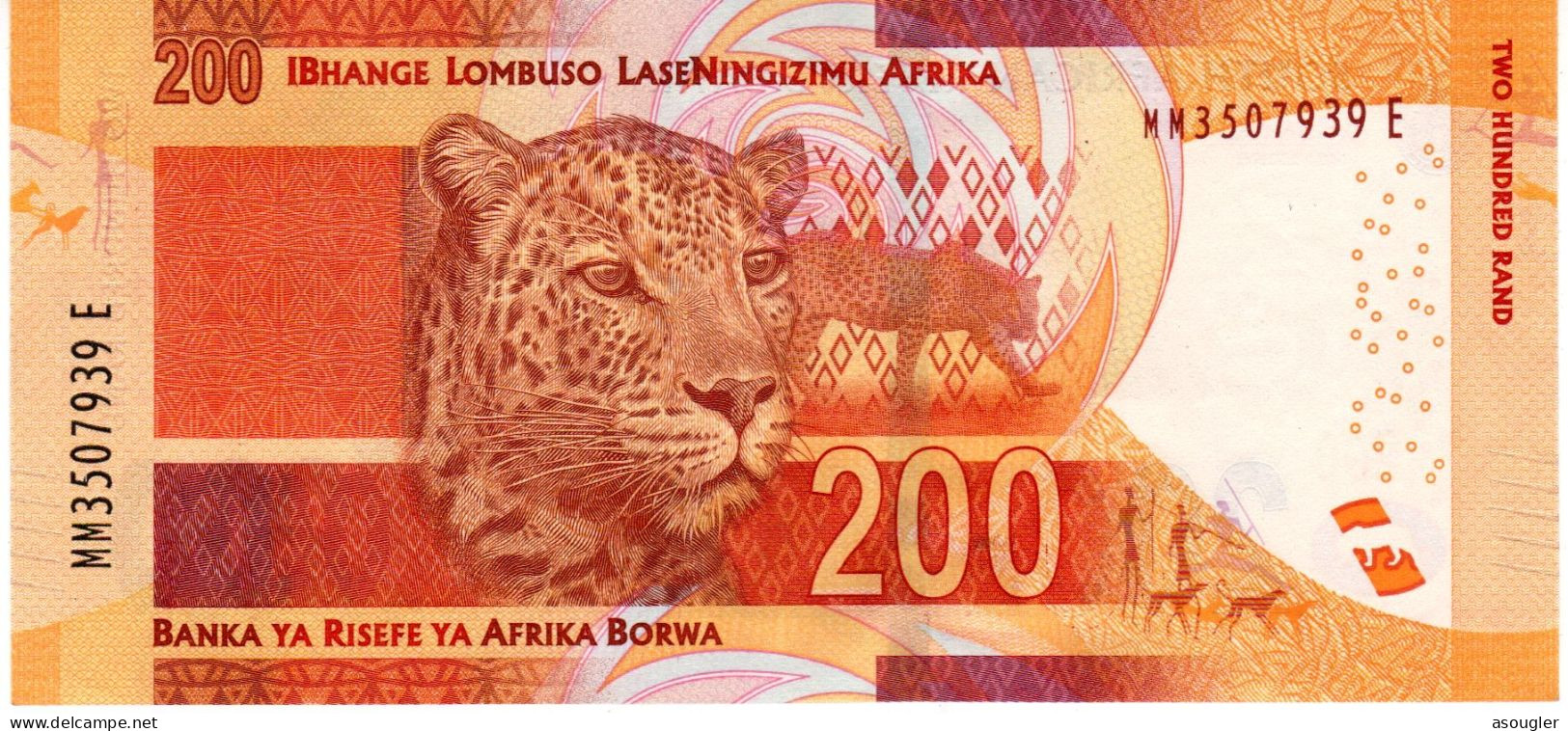 South Africa 200 Rand ND 2013-2016 UNC P-142b "free Shipping Via Registered Air Mail" - Südafrika