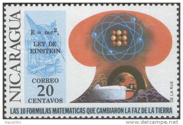 Hourglass, Masonic Symbol, Einstein, Nobel Prize Physics Mathematics Theory Of Relativity, MNH 1971 Scott 879 Nicaragua - Atoom