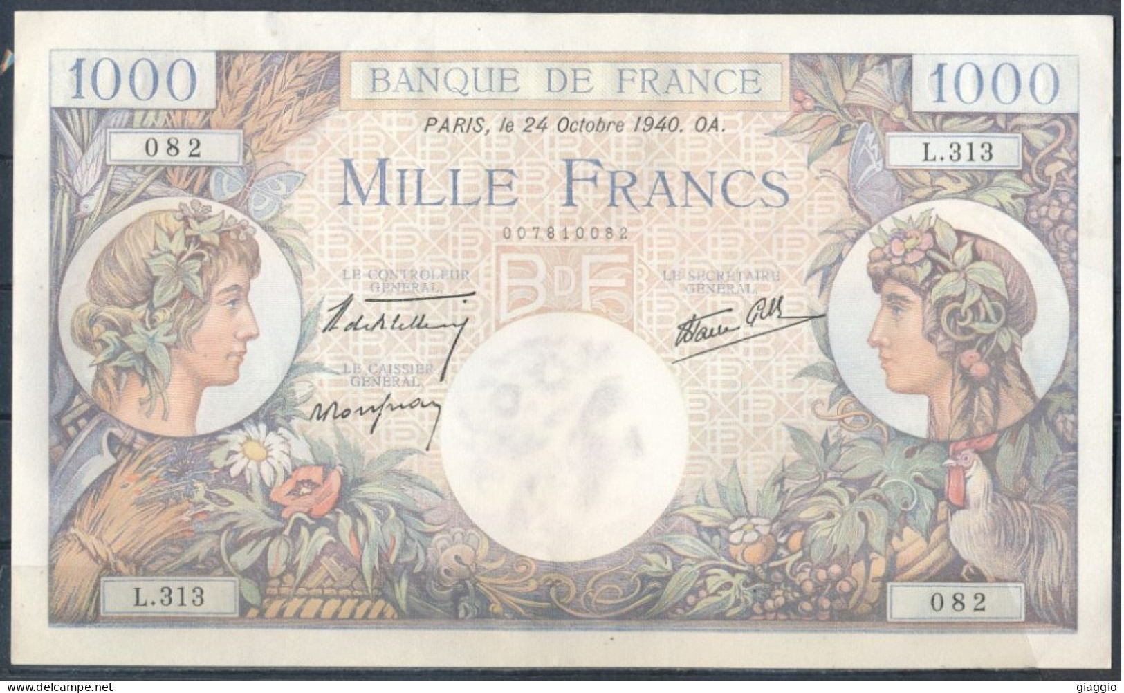 °°° FRANCE - 1000 FRANCS 24/10/1940 °°° - 1 000 F 1940-1944 ''Commerce Et Industrie''